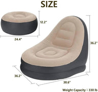 Inflatable chair with dimensions labeled on a white background